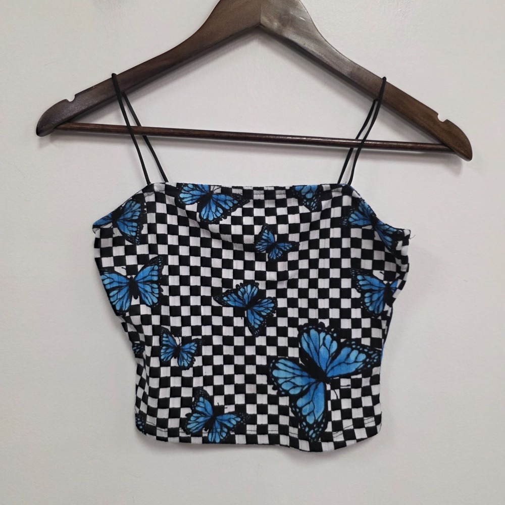 Vine & Valley‎ Y2K Butterfly Crop Top Size S Thin Straps Indie Preppy Kidcore